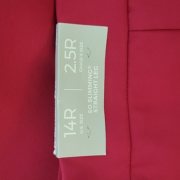 NWT Chico's Holly Red So Slimming Sophia Straight Leg Pants Size 14R - Picture 6 of 7